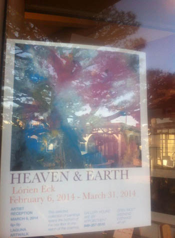 Lorien Eck - heaven and earth art debut image poster in window